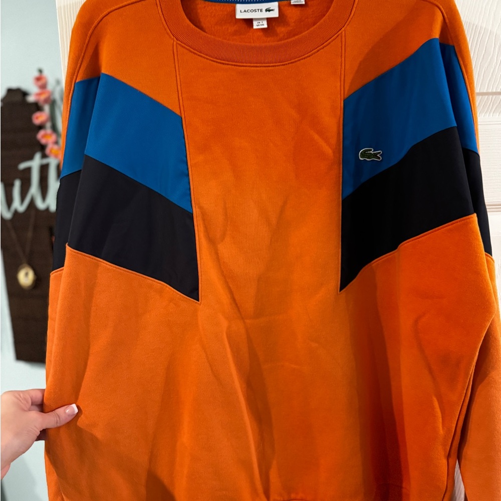 Lacoste Men’s Orange Colorblock Crewneck Sweatshirt